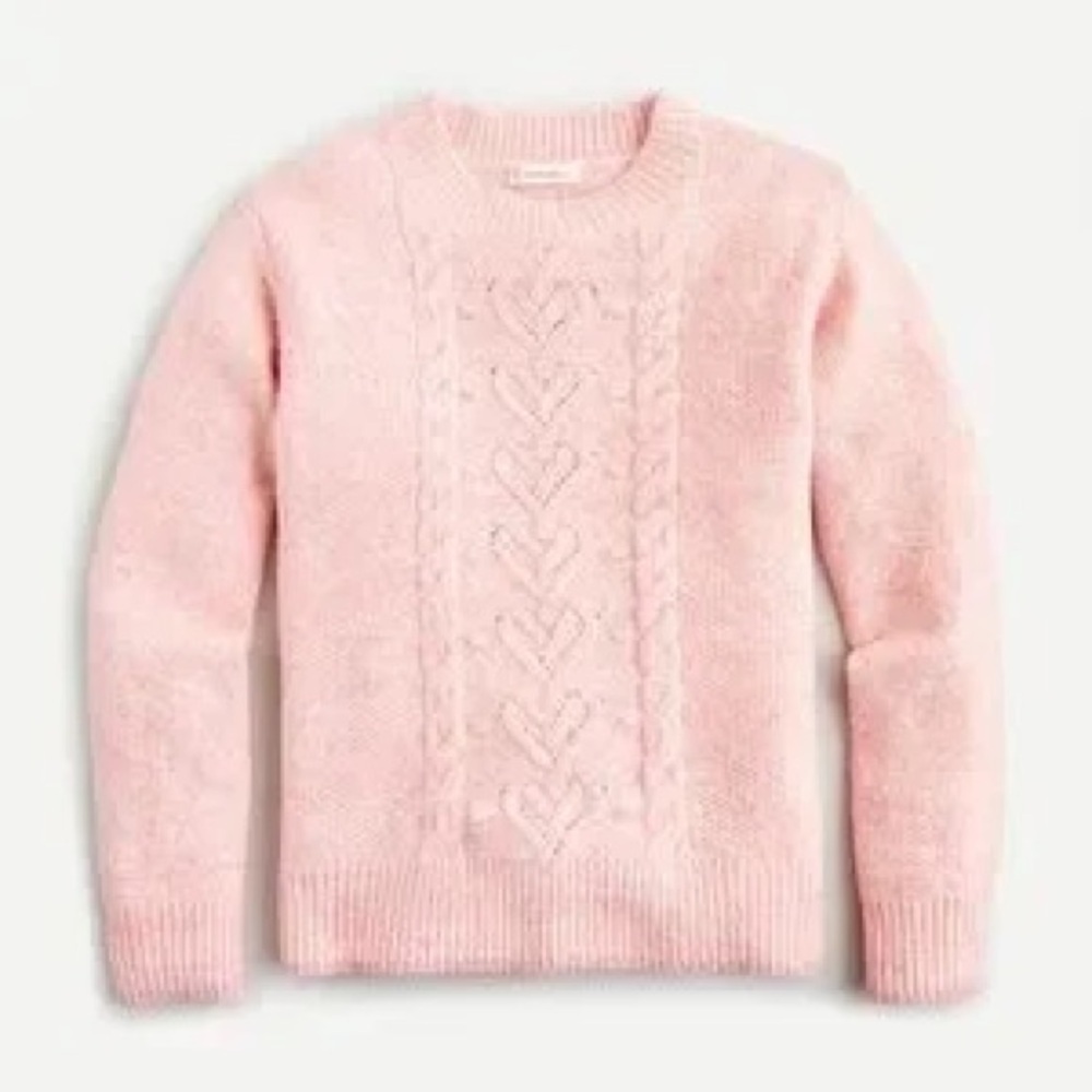 J.Crew Crewcuts Girls Heart Cable Knit Sweater Pink size L (10-11)